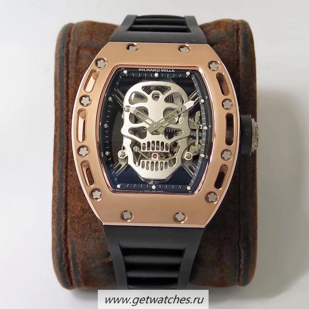 Shop Richard Mille RM052 EURF Rose Gold Skeleton Silver Skull Dial Tourbillon