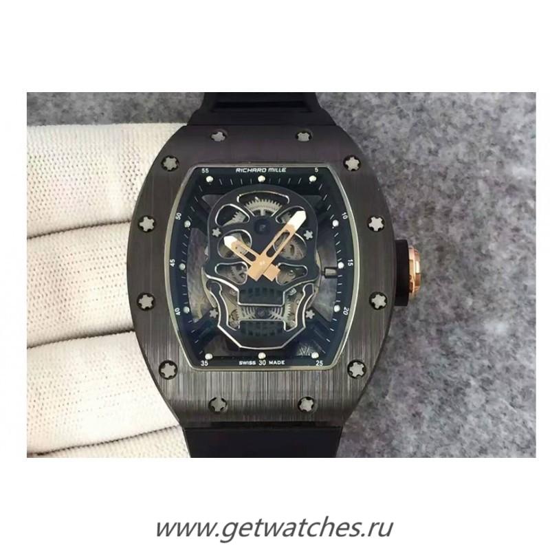 Copy Richard Mille RM052 KVF Black Ceramic Black Skull Dial M6T51