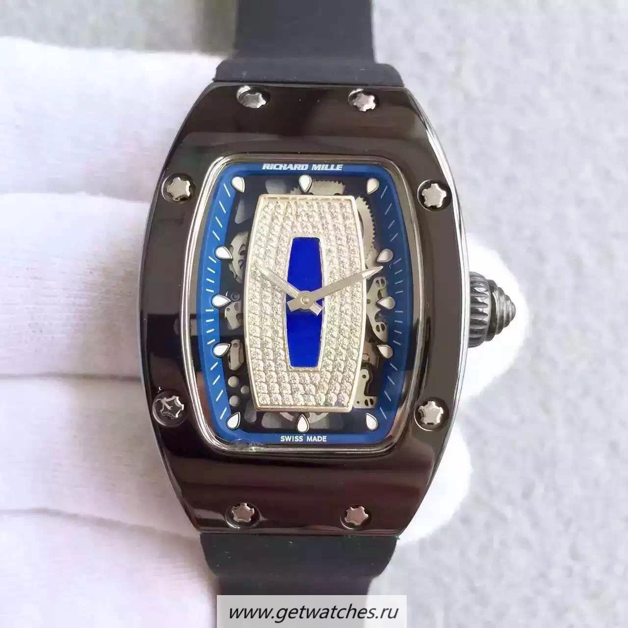 Copy Richard Mille RM07 Ladies PVD Blue & D1am0nds Dial M6T51