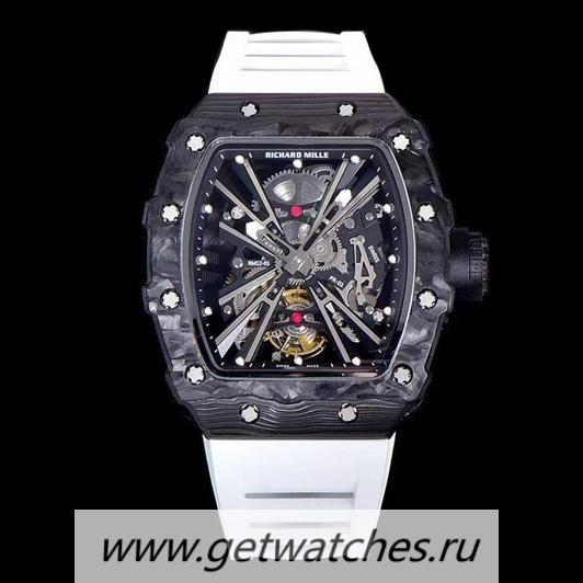 Copy Richard Mille RM12 KVF NTPT Black Dial White Rubber Strap Tourbillon