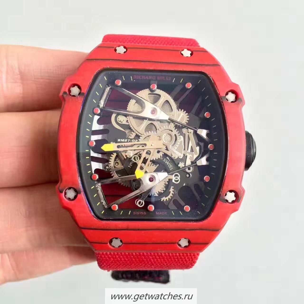 Replica Richard Mille RM27-02 KVF Red Forged Carbon Black & Skeleton Dial M9015