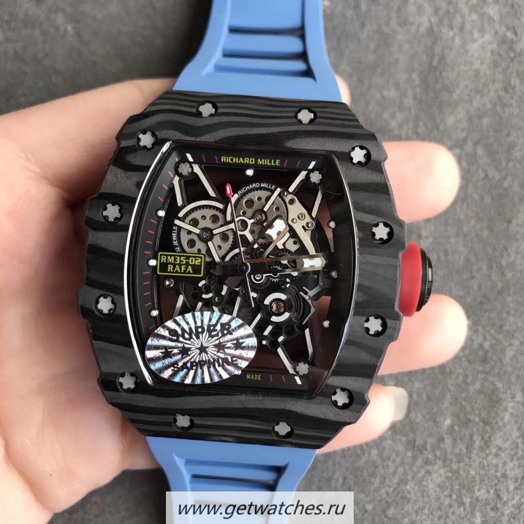 Shop Richard Mille RM35-02 Rafael Nadal KVF V2 Forged Carbon Black Skeleton Dial M8215