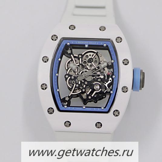 NEW Replica Richard Mille RM55 KVF V3 White Ceramic & Titanium Blue Dial M8215