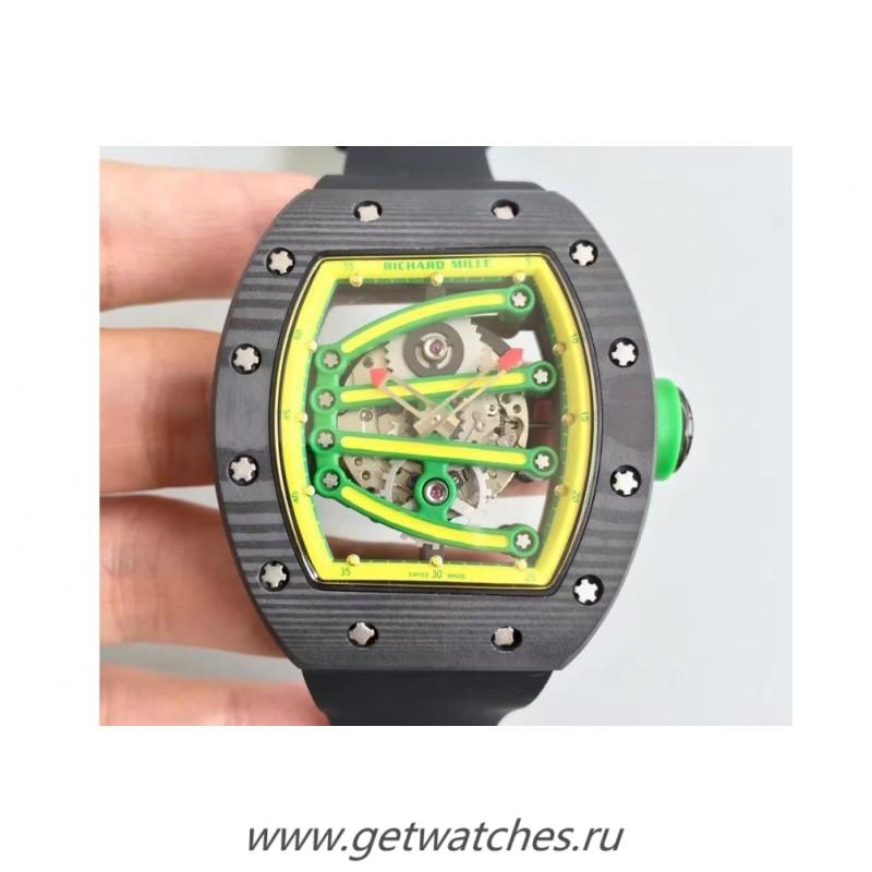 Copy Richard Mille RM59-01A Forged Carbon Yellow Skeleton Dial M6T51