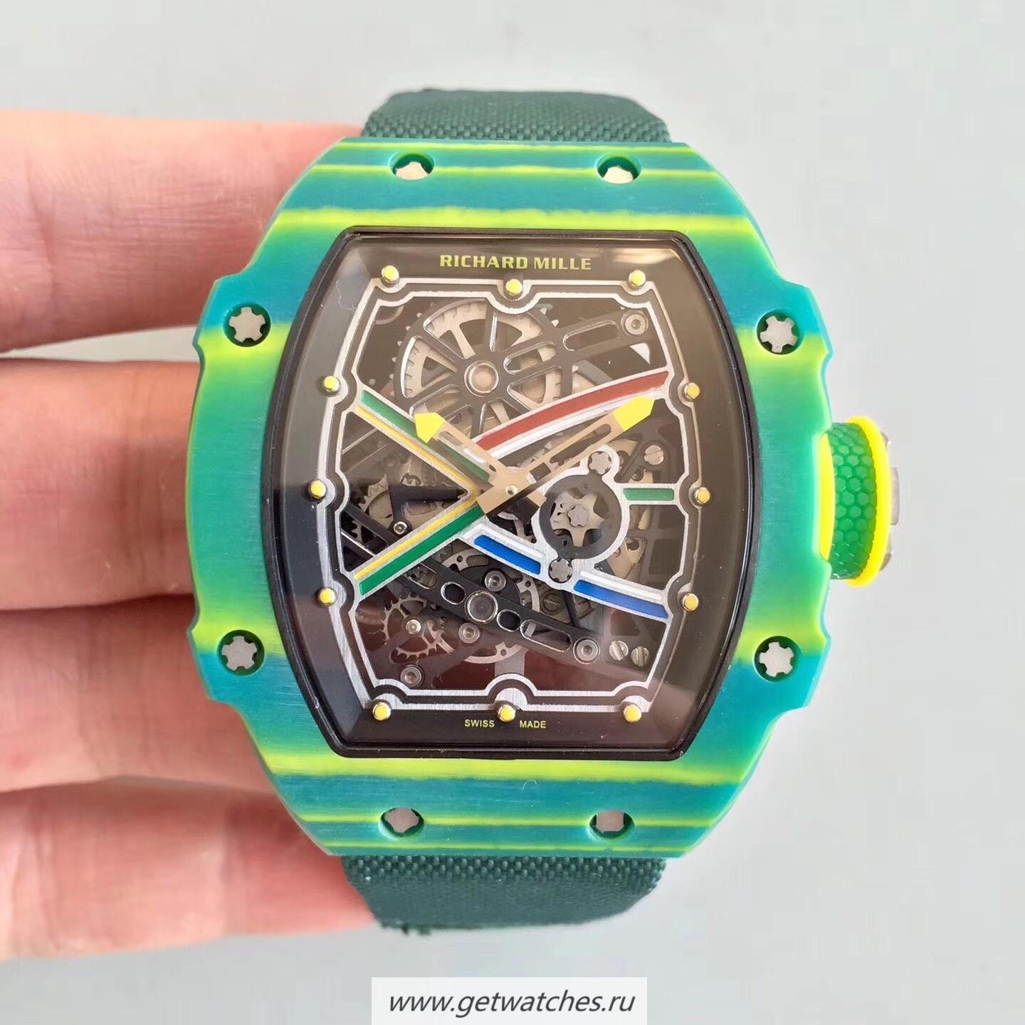Perfect Replica Richard Mille RM67-02 Van Niekerk KLF Green Forged Carbon Black Dial M9015