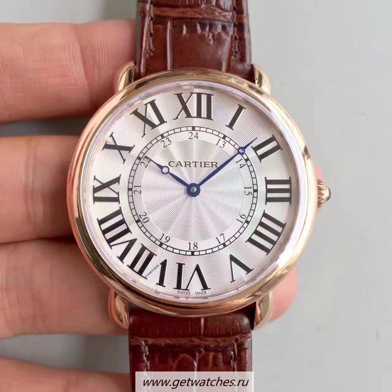 High Quality Ca*t1er Ronde Luis W6801004 42mm UTF Rose Gold Silver Dial 430MC