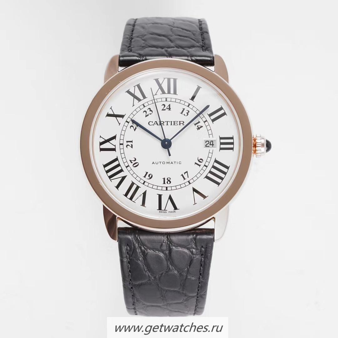 Copy Ca*t1er Ronde Solo 42mm AF Rose Gold White Dial M9015