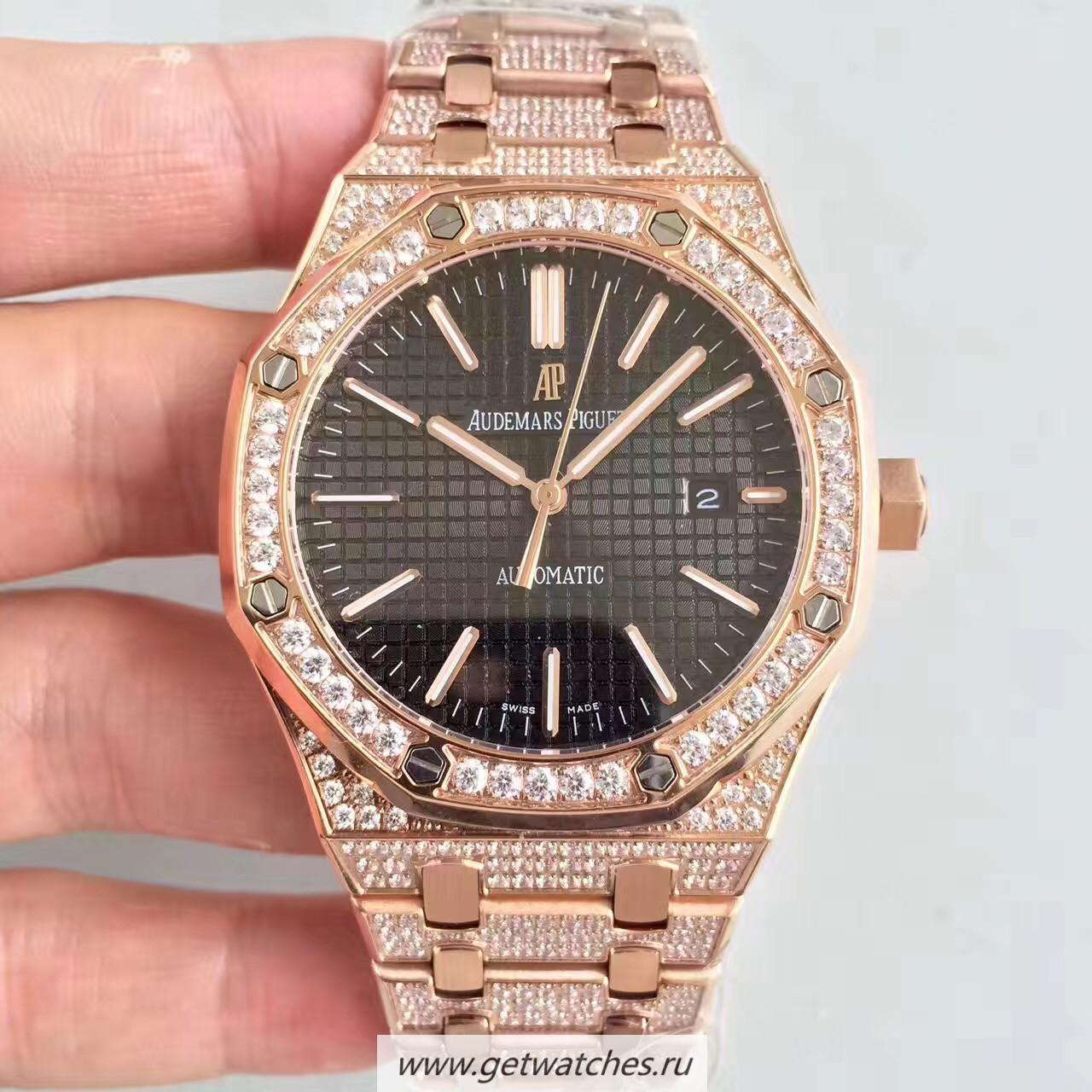 Best Price Audemars P1g*et Royal Oak 15400 Noob Factory Rose Gold & D1am0nd Back Dial 3120