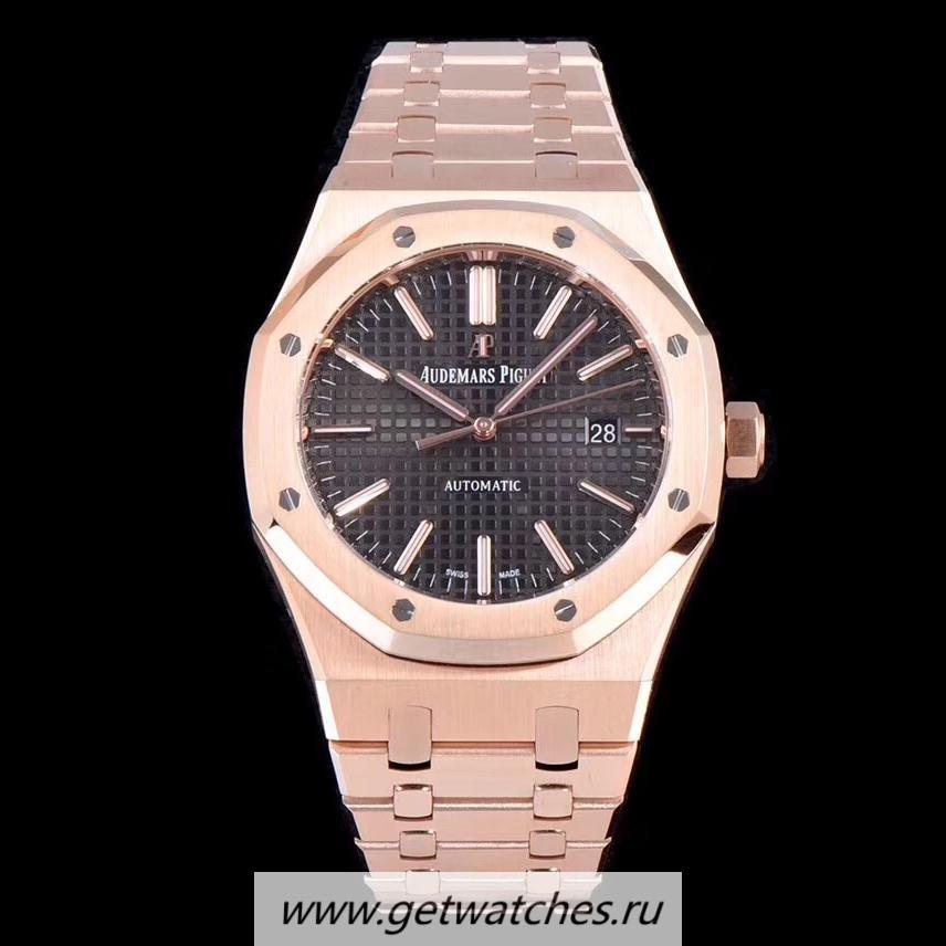 Fake Audemars P1g*et Royal Oak 15450 JF V5 Rose Gold Black Dial 3120