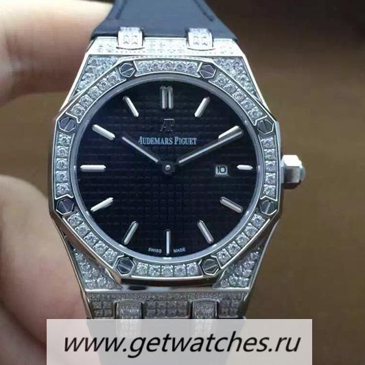 Replica Audemars P1g*et Royal Oak 67651 Ladies SS & D1am0nds Black Dial Nylon Strap Quartz 2713