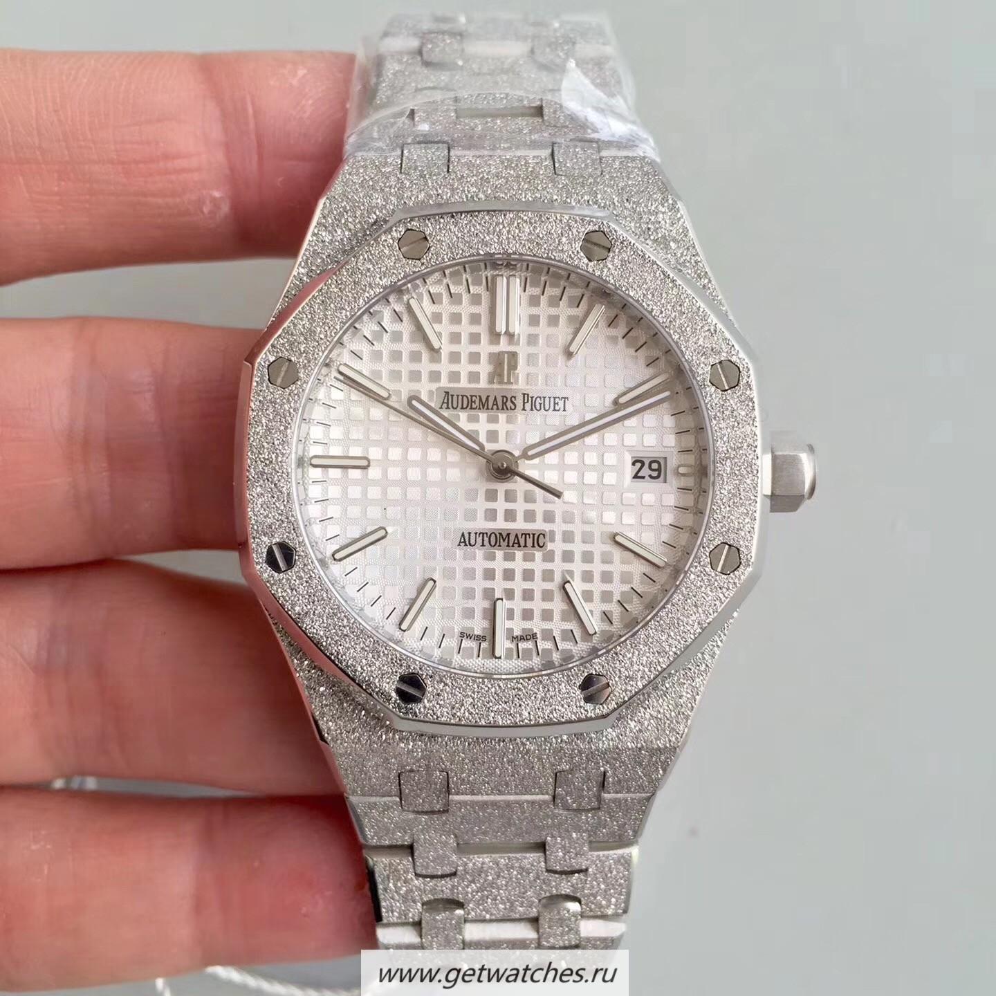 Shop Audemars P1g*et Royal Oak Frosted Gold 37mm 15454 JHF SS Silver Dial 3120