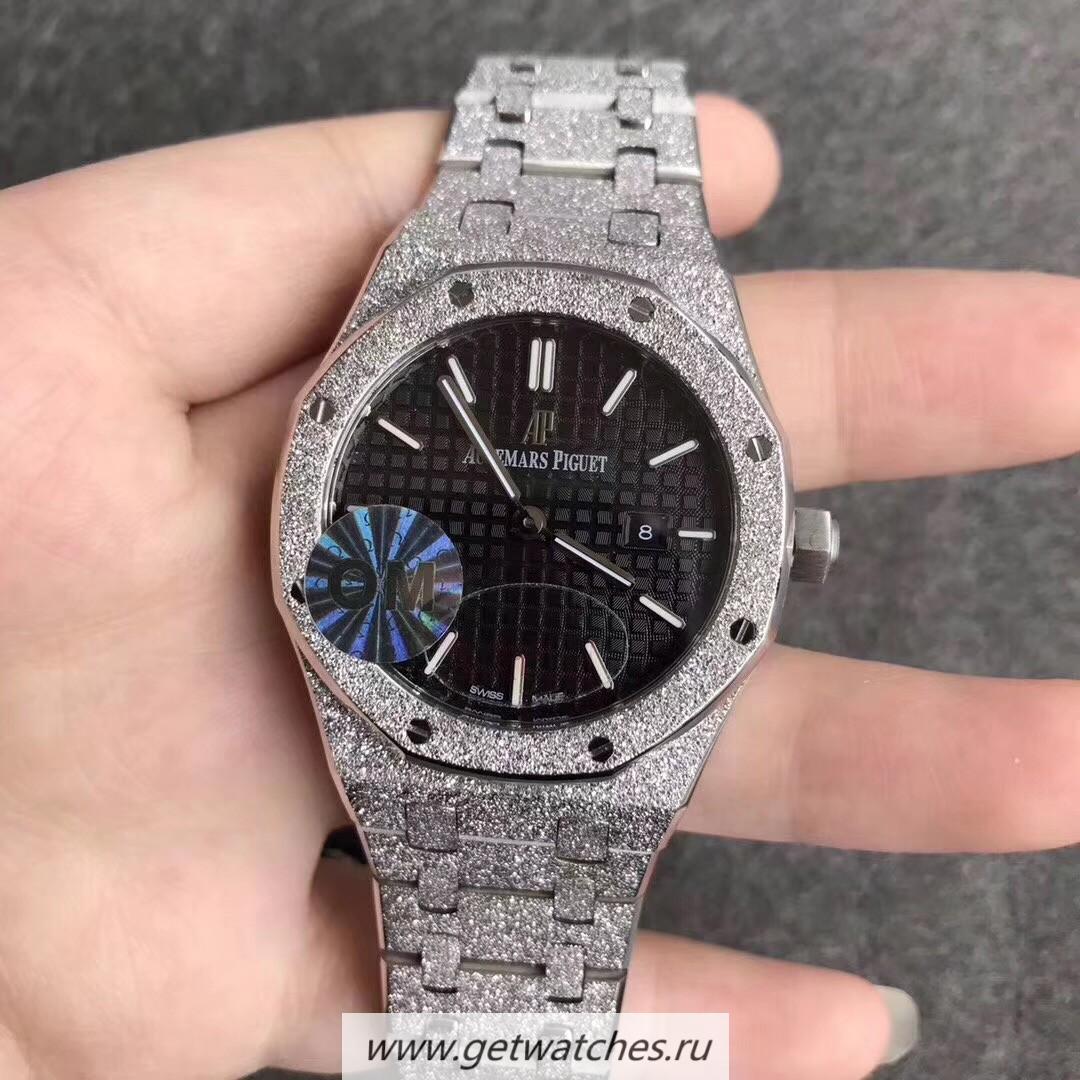 Fake Audemars P1g*et Royal Oak Frosted Gold Quartz 33mm 67653 OMF SS Black Dial 3132