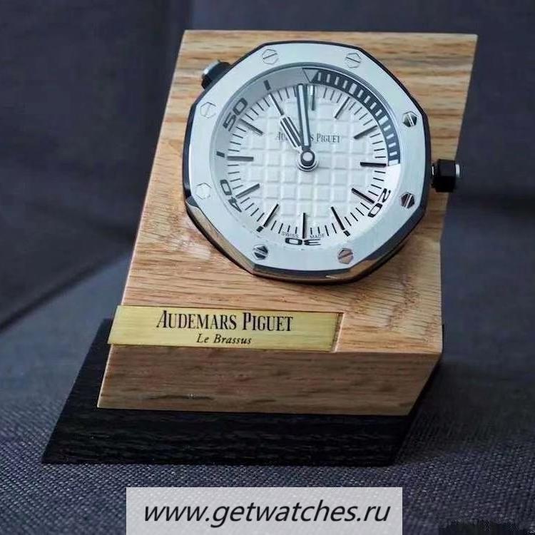 NEW Replica Audemars P1g*et Royal Oak Offshore Diver 15710 Table Clock Alarm 65mm TZF SS White Dial Quartz