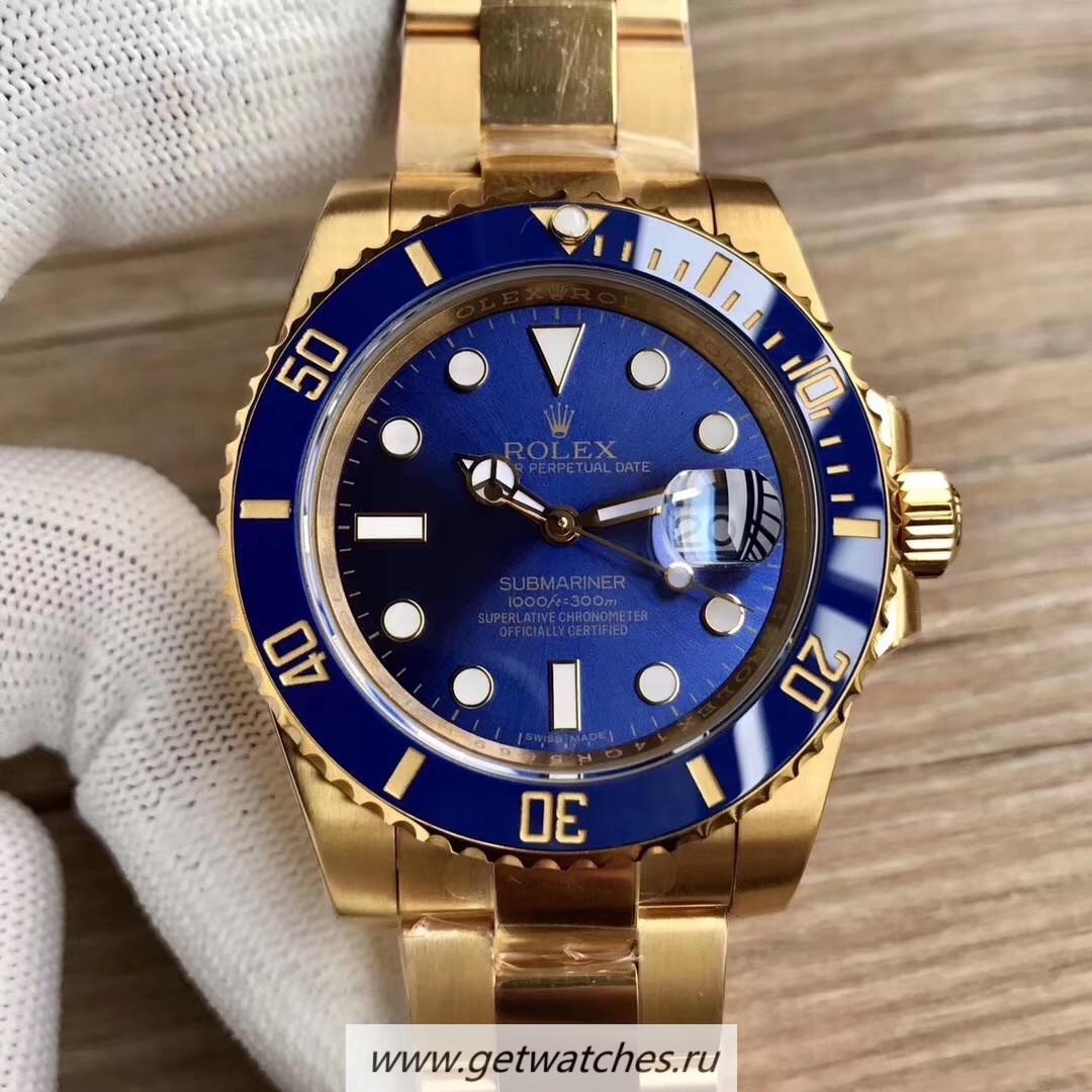 Shop R01ex Submariner Date 116618 LB BPF Yellow Gold Blue Dial 2836