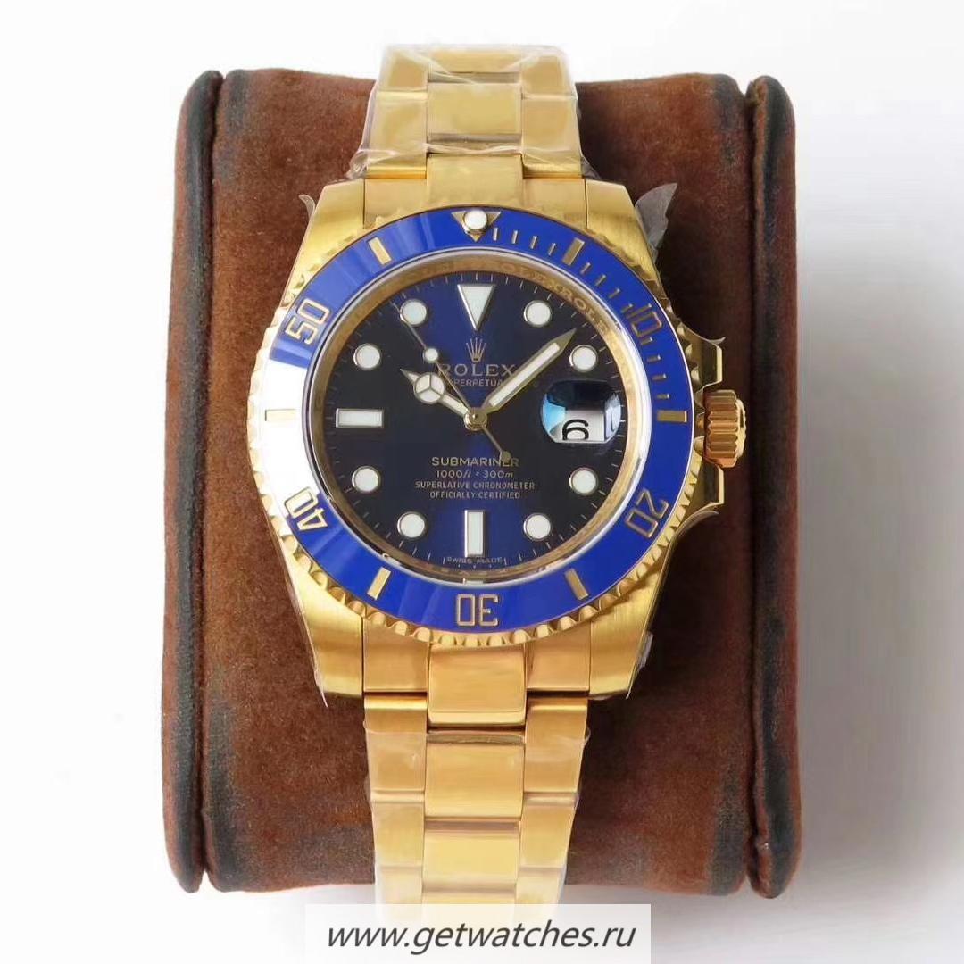Replica R01ex Submariner Date 116618 LB ROF 18K Yellow Gold Wrapped Blue Dial 2836