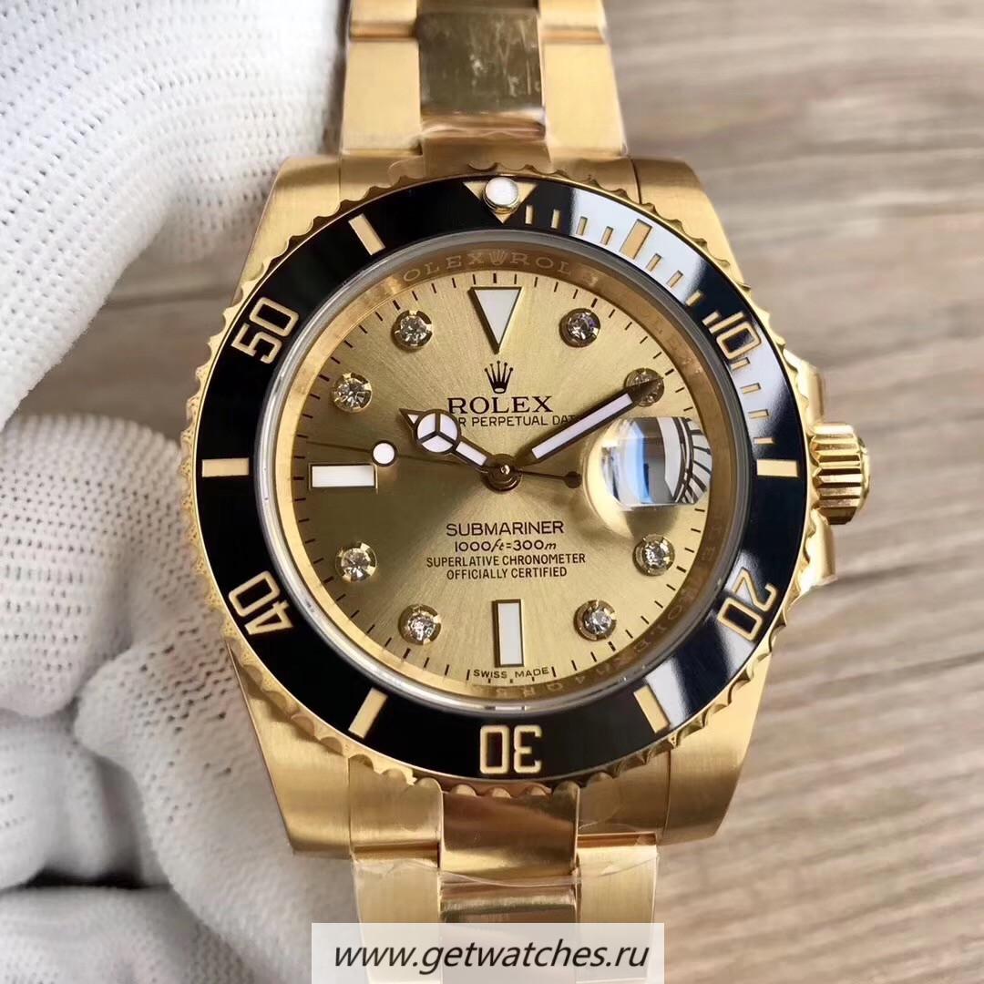 High Quality R01ex Submariner Date 116618 LN BPF Yellow Gold Champagne Dial 2836