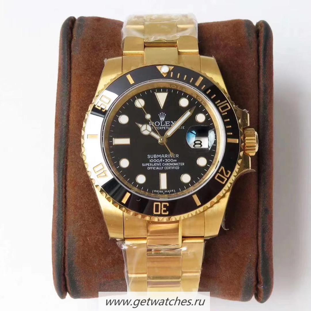 Fake R01ex Submariner Date 116618 LN ROF 18K Yellow Gold Wrapped Black Dial 2836