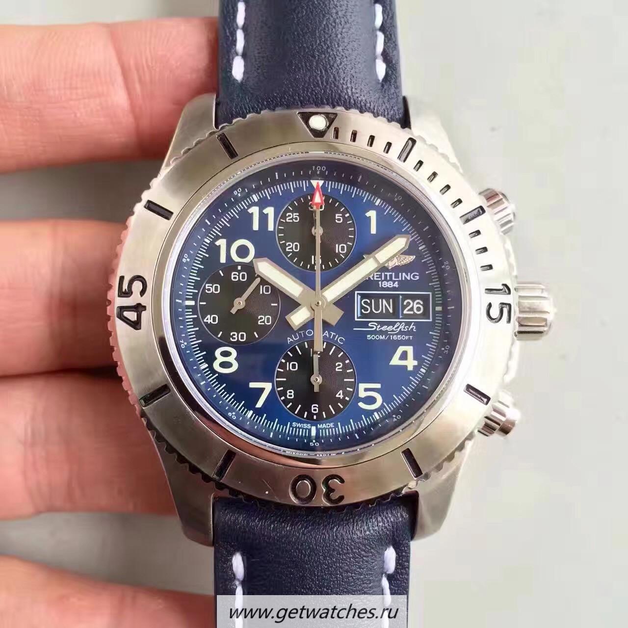Replica Breitling S*perocean Chrono Steelfish A13341C3/C893/227X/A20BASA.1 Noob Factory SS Blue Dial 7750