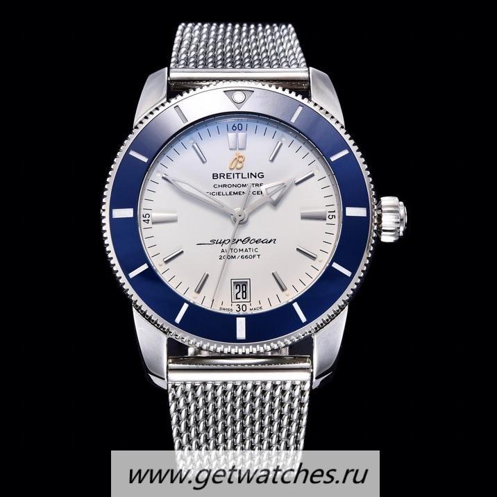 Replica Breitling S*perocean Heritage II 42mm GF SS White Dial Blue Bezel 2824 V2