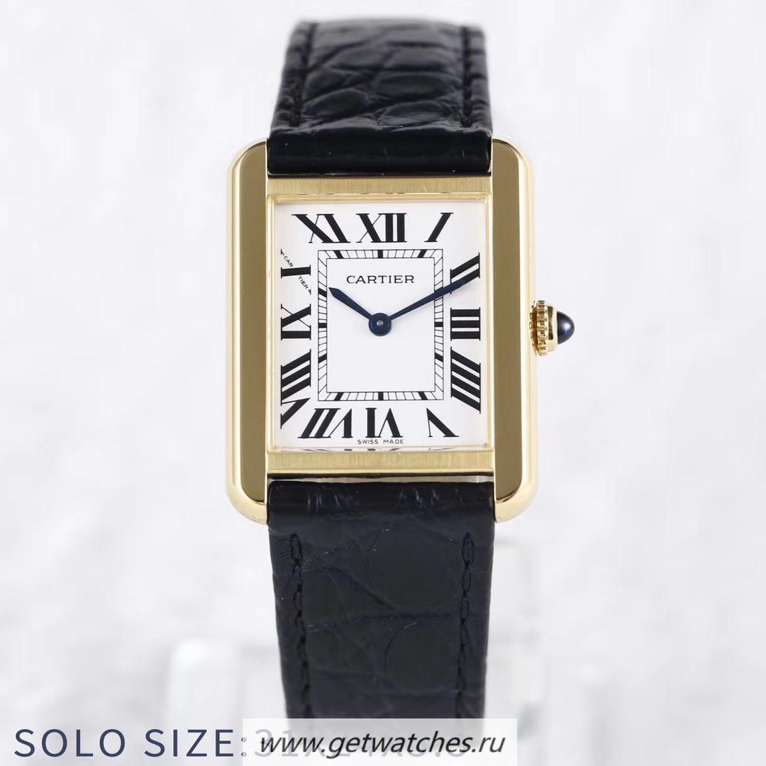 Fake Ca*t1er Tank Solo Ladies 31mm W5200002 AF Yellow Gold White Dial Ronda Quartz