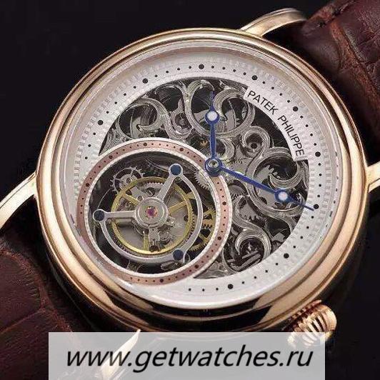 High Quality Pat*k Phi1i*pe Tourbillon Rose Gold Skeleton & White Dial Tourbillon
