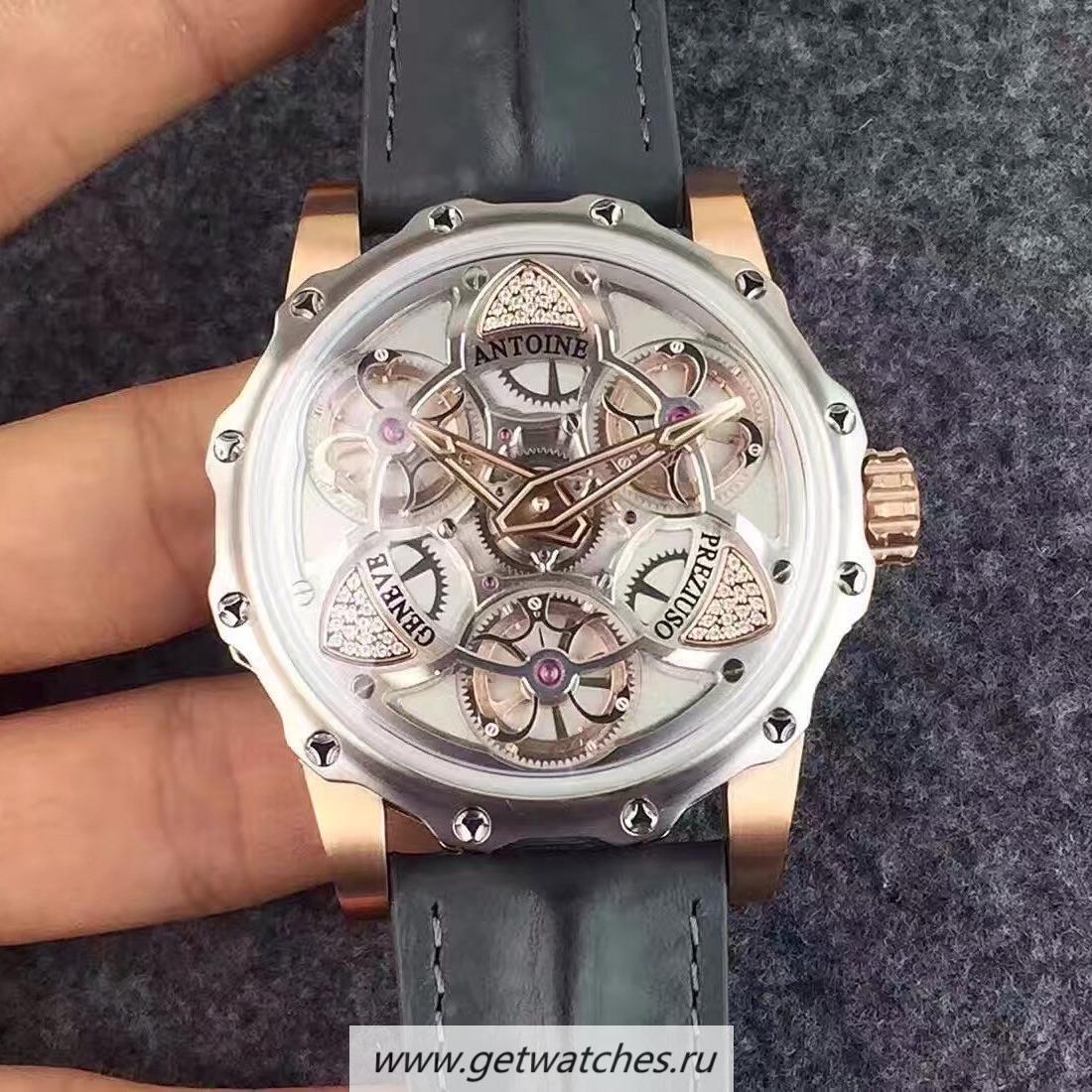 Shop Antoine Preziuso Tourbillon of Tourbillons Rose Gold & D1am0nds Silver & D1am0nds Dial AFP-TTR-3X