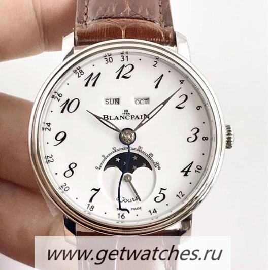 Replica Blancpain Villeret Quantieme Complet 8 Jours 6639-3437-55B OMF SS White Dial 6639