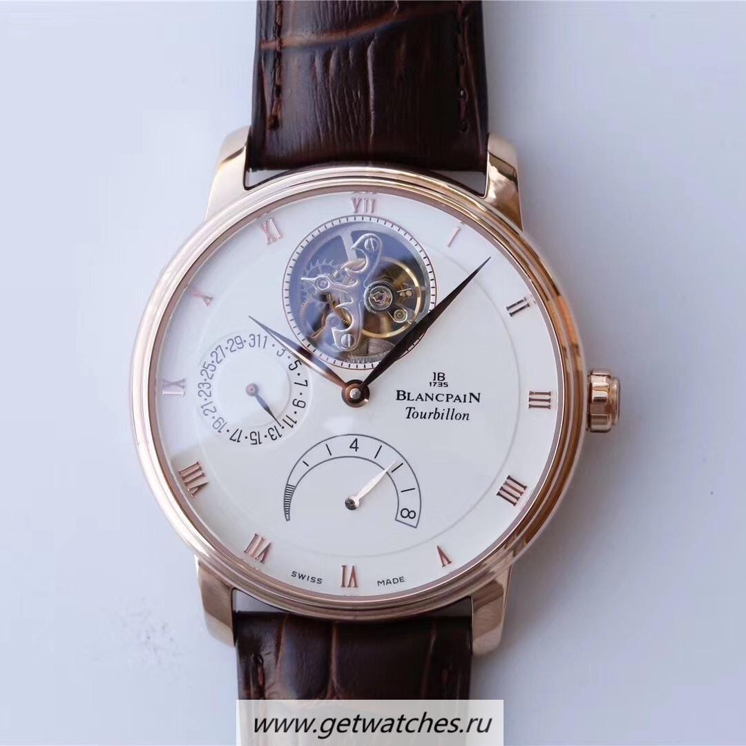 Perfect Replica Blancpain Villeret Tourbillon 8 Days 6025-3642-55B JBF Rose Gold White Dial Tourbillon