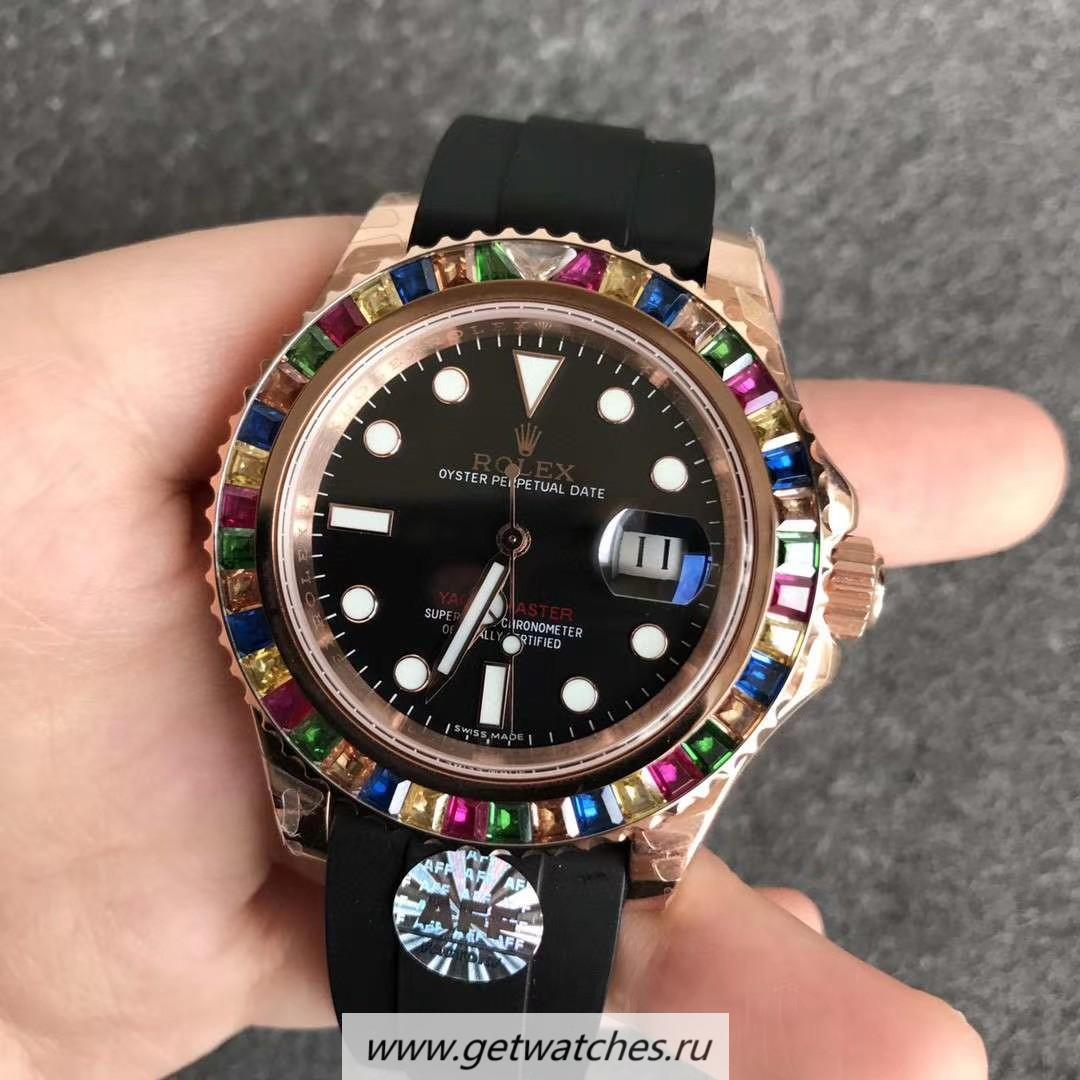 High Quality R01ex Yacht-Master 40 116695 SATS AFF Rose Gold & D1am0nd Black Dial 2836