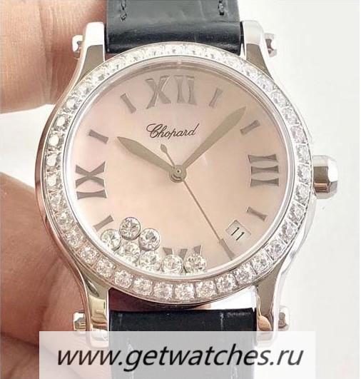 NEW Replica Chopard lHappy Sport 36mm Automatic 278559 Noob Factory SS & D1am0nd Pink Dial 2892